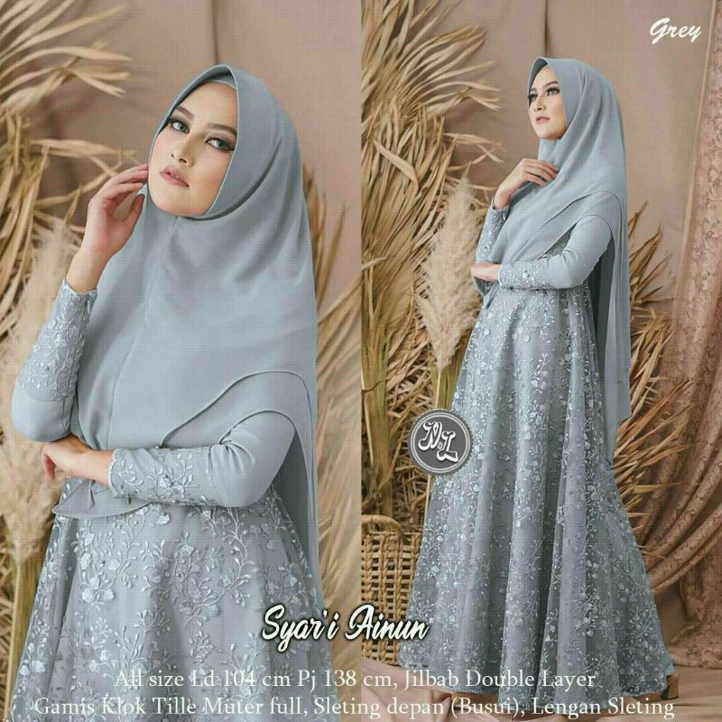 GAMIS MAXI SYAR'I AINUN BRUKAT MUTIARA FREE JILBAB { jumbo &amp; standard }