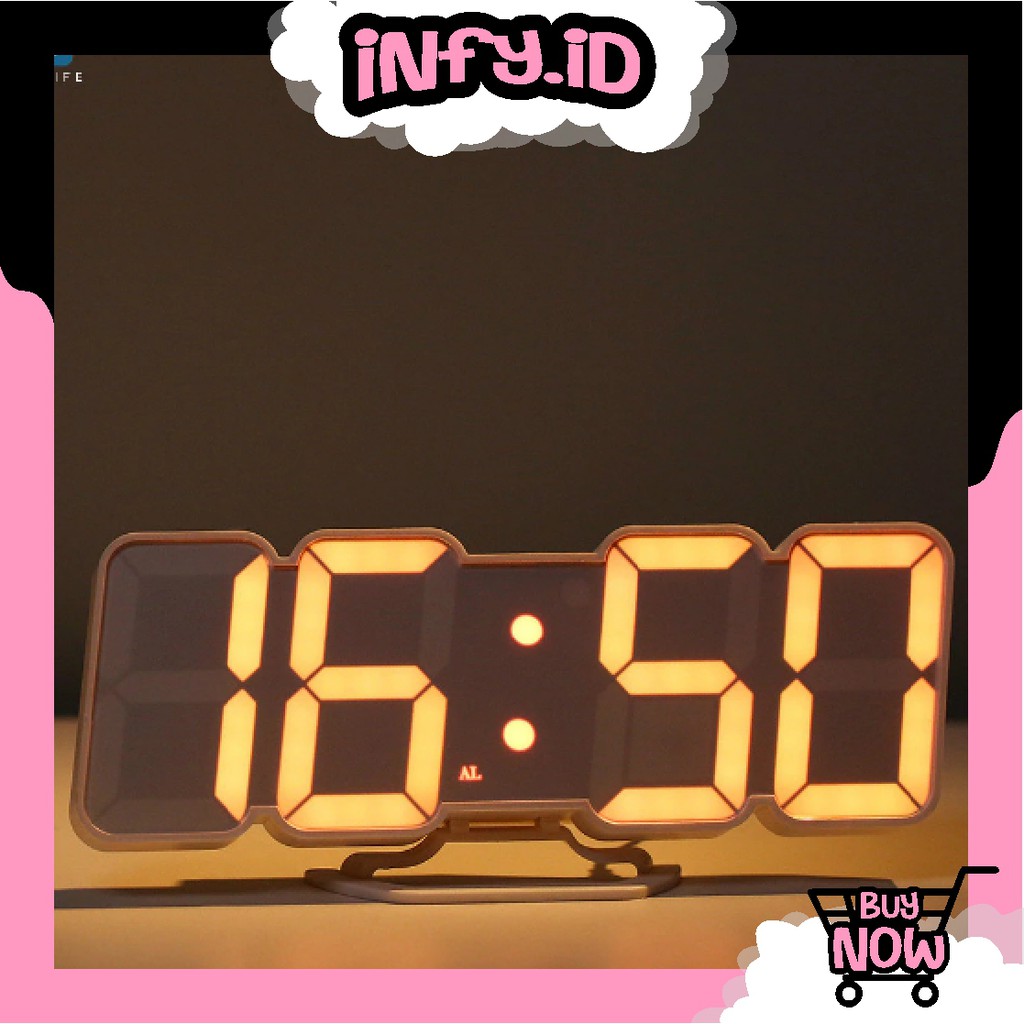 INFY - JAM DINDING DIGITAL LED/JAM MEJA-ALARM-SUHU/JAM 3D BESAR MODERN / VIDICI R351