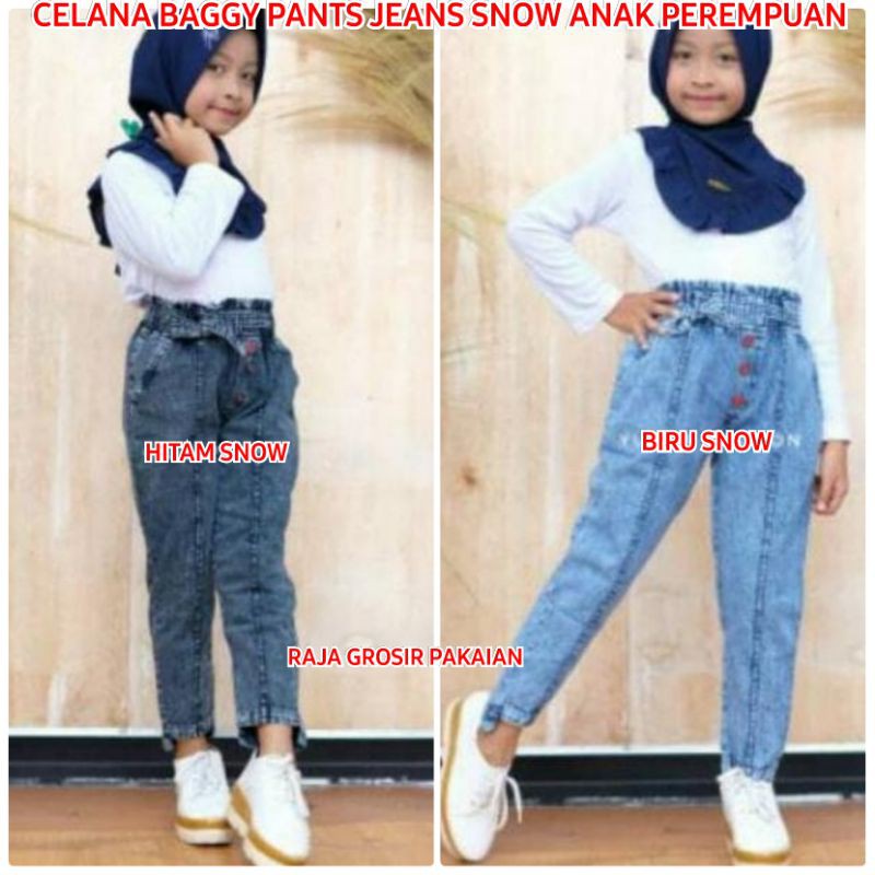 Celana Baggy Pants Jeans Snow Anak Perempuan Umur 3-13 Thn