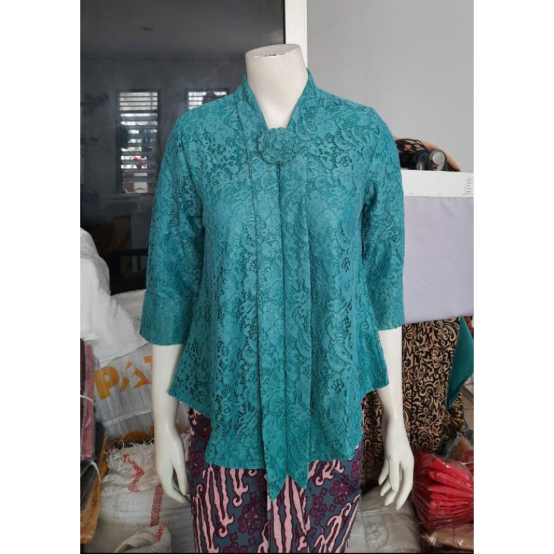 (BrM92/100/110) Kebaya floy BRUKAT glitter 7/8 MANSET std-besar KeroncongBusana-Tosca