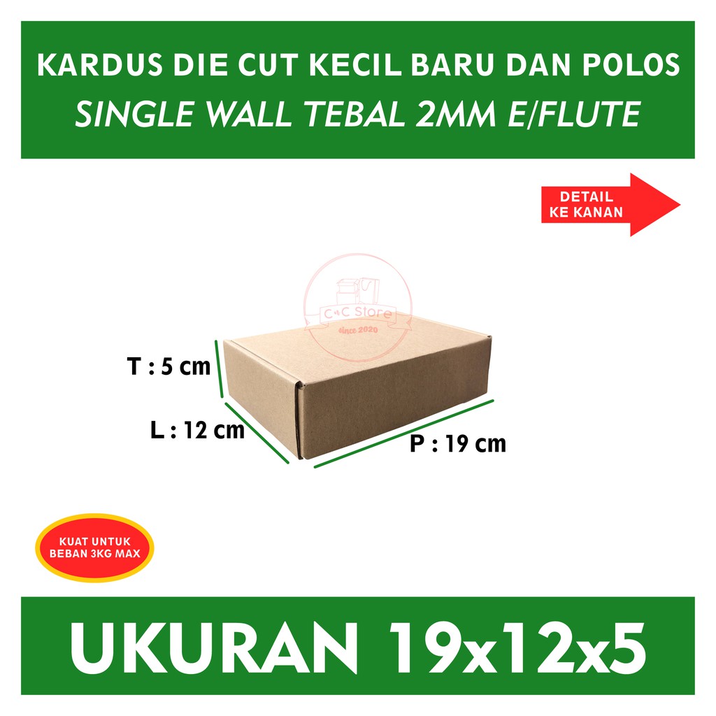 Kardus Box Karton Corrugated Polos Die Cut Uk 19x12x5