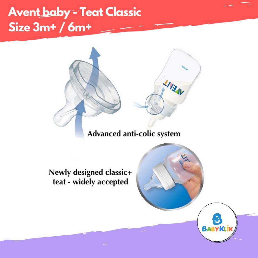 Philips Avent Baby Classic Teat/ Nipple/ Dot Bayi Isi 2