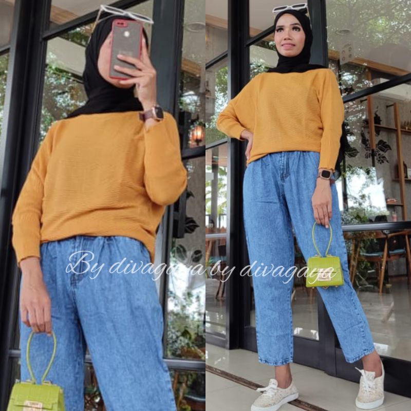 SARAH SET RAJUT KULOT JEANS