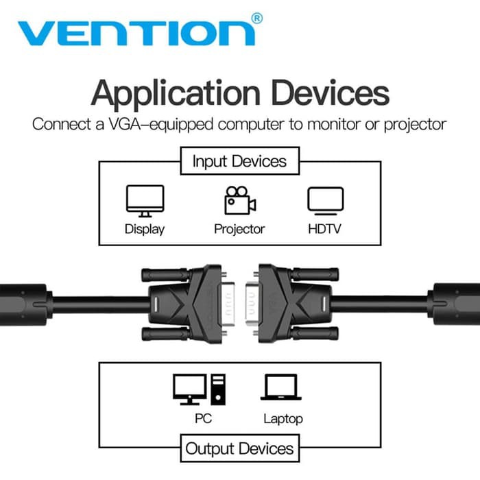 Vention B04 1.5M - Kabel VGA Male to Male Premium Shielded 3+6 PREMIUM