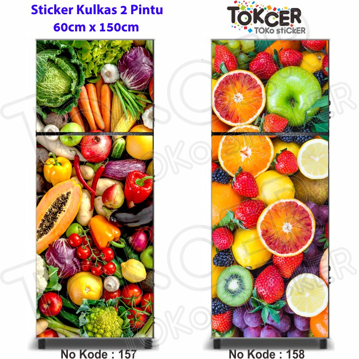 Stiker Kulkas 1 Pintu dan 2 Pintu Sayuran dan Buah