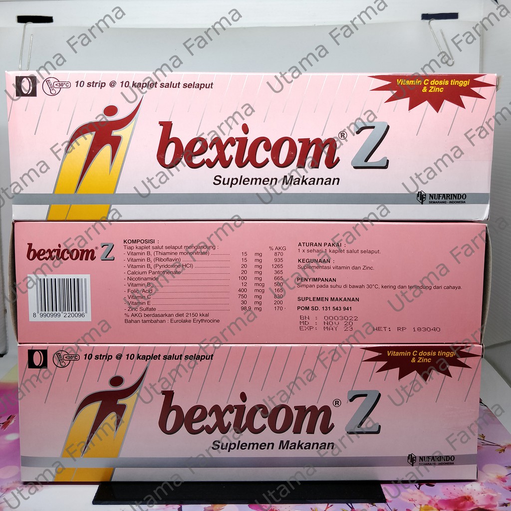 BEXICOM Z PER BOX | VITAMIN C DOSIS TINGGI | ZINC | BECOM