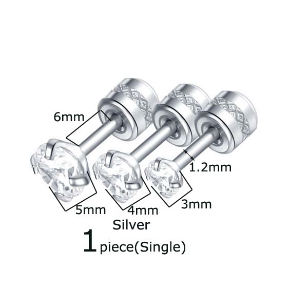 1pc Anting Tindik Stainless Steel 16g Hias Zircon Untuk Tulang Rawan Telinga