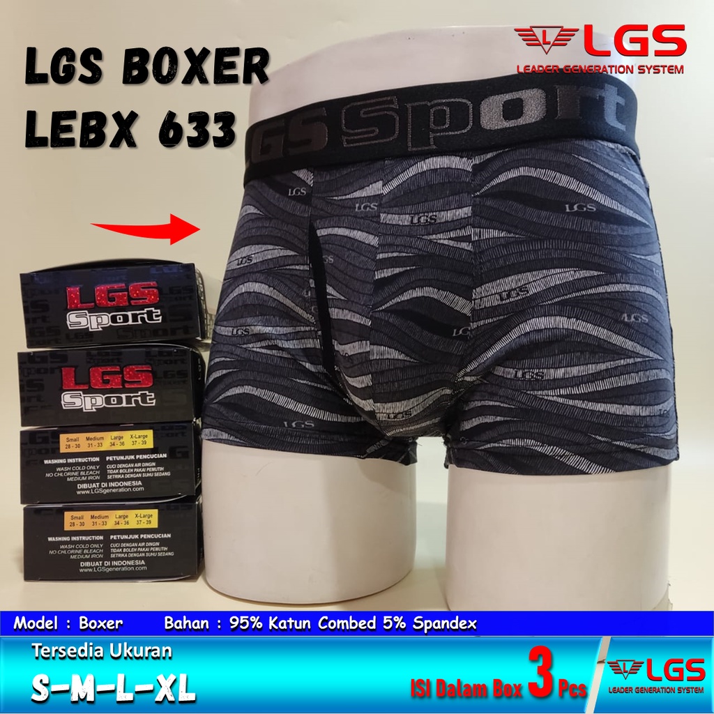 Celana Boxer Pria LGS 633 Isi 3Pcs |Boxer Pria Lgs Sport