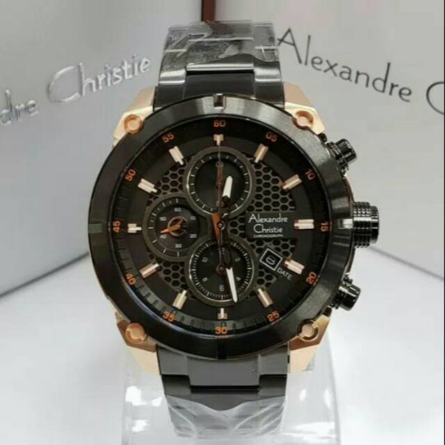 JAM TANGAN PRIA ALEXANDRE CHRISTIE AC 6490 BLACK ROSEGOLD