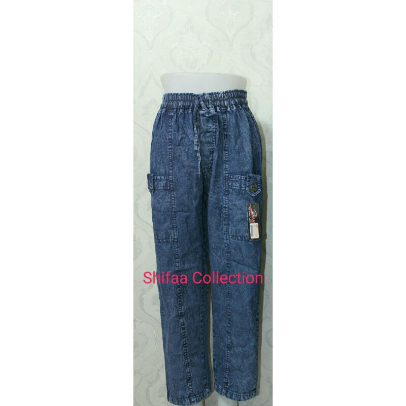 Celana BG K Doraemon Bahan Soft Jeans Ukuran Standar BB 40-60 kg dan Jumbo 60-80 kg