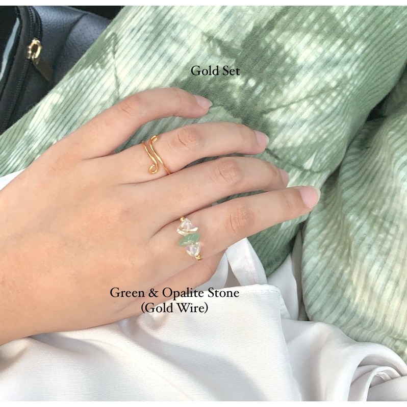 Cincin Gemstone Triple Gemstone Set
