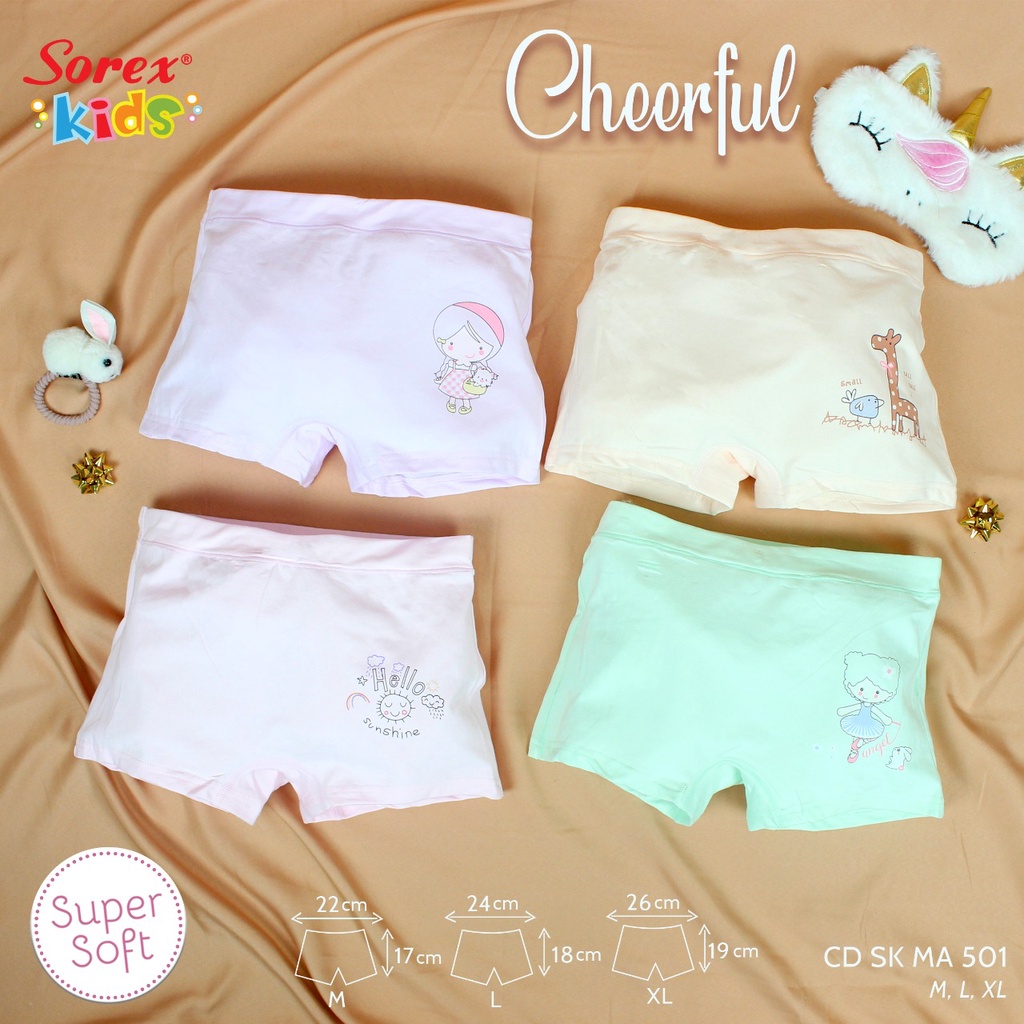 SOREX KIDS CD ANAK PEREMPUAN (Isi 2 pcs) / CD BOXER ANAK PEREMPUAN SUPER SOFT