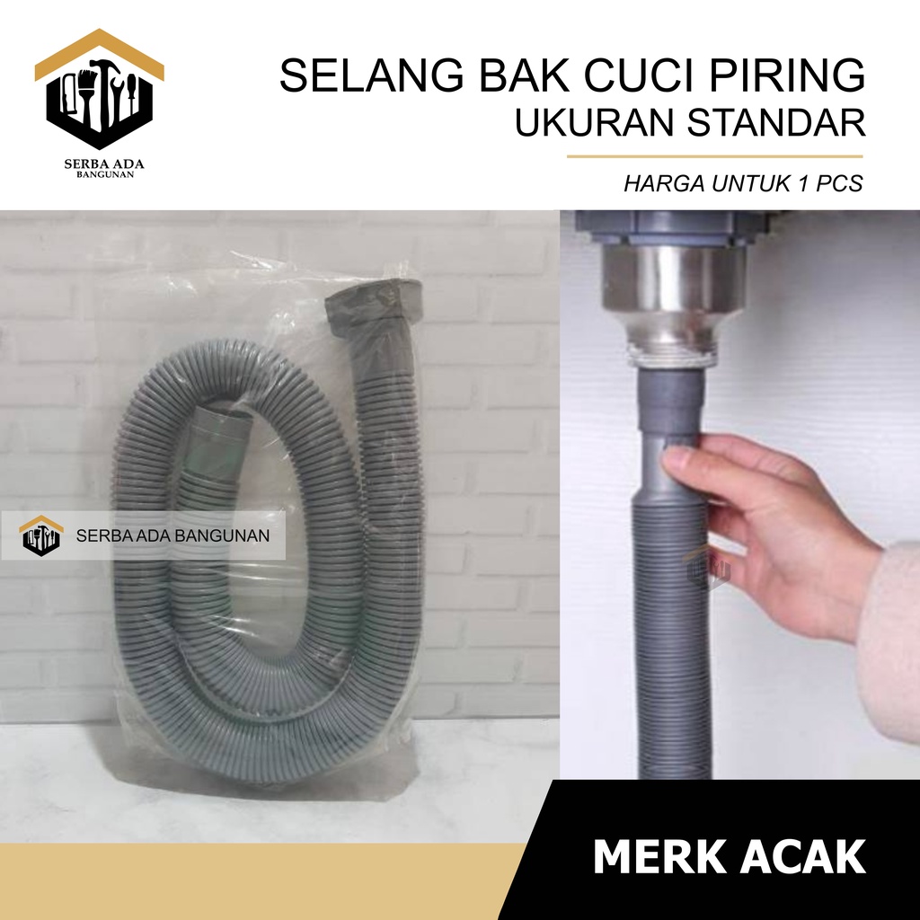 SELANG BAK CUCI PIRING ELASTIS 1 METER ABU PVC KUAT TEBAL MURAH MERIAH PEMBUANGAN AIR KOTOR