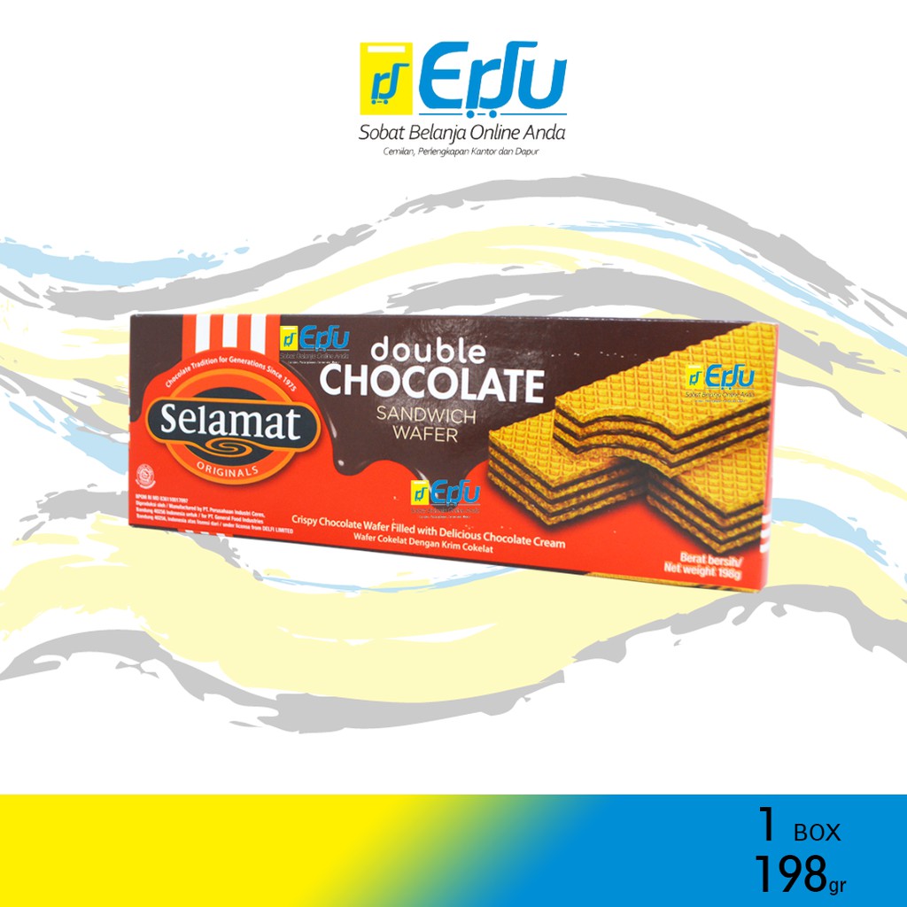 

BOX Selamat Wafer Coklat Double Kue Wafer Sandwich Double Chocolate Halal MUI - 198gr