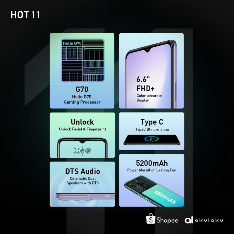 HP Infinix HOT 11 RAM 4/64GB [Prosesor Gaming Helio G70, 5200mAh Power Marathon, Dar-link Ultimate Game Booster]-3