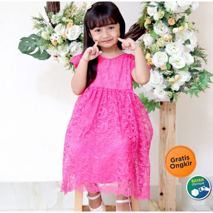 Gaun Brukat Anak Perempuan/Gaun Pesta Anak Perempuan/Baju Anak