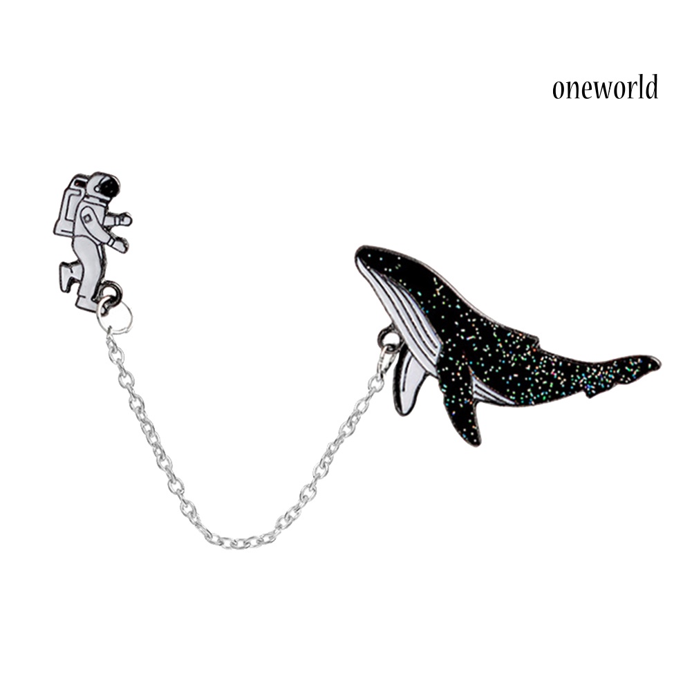 OW@ Unisex Astronaut Whale Enamel Badge Lapel Brooch Pin Clothing Collar Jewelry