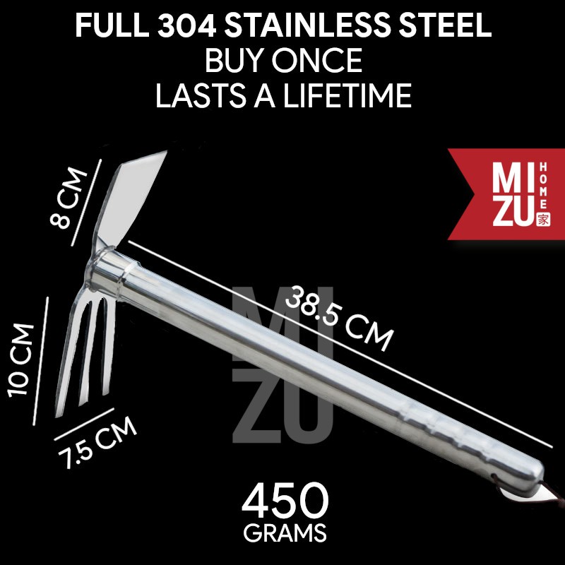 MIZU PHLOUGHE 2in1 Hoe Plough Cangkul Bajak Mini FULL Stainless Steel-2