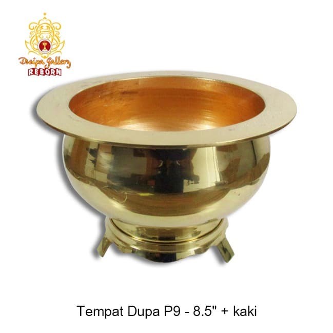 Hiolo (Tempat dupa/ Bokor) Kuningan P9 - 8.5&quot; + Kaki