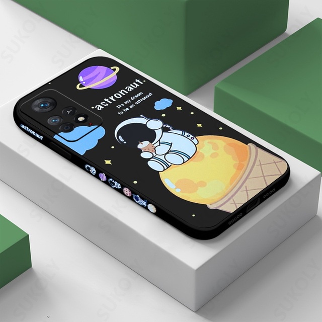 XIAOMI Case Bentuk Kotak Desain Astronot Es Krim NFC X3 Pro Poco M3 M2 Redmi Note 7 Pro Note 8 Pro Note 9 Pro Note 10 Pro Note 11 Pro Redmi 8 9 10 9A 9T 9T 9T