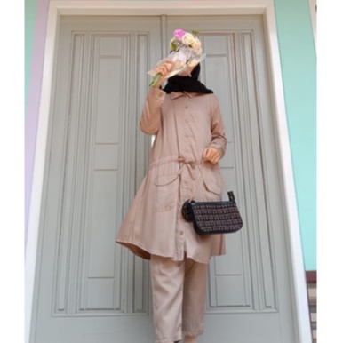 set celana rayon polos febi atasan dan bawahan kombinasi pastel shabby remaja baju pesta wanita terkini