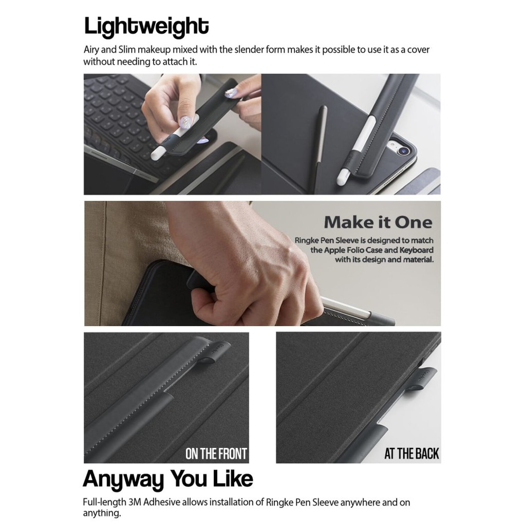 Ringke Apple Pencil Stylus Samsung S Pen Sleeve Gray iPad Galaxy Tab