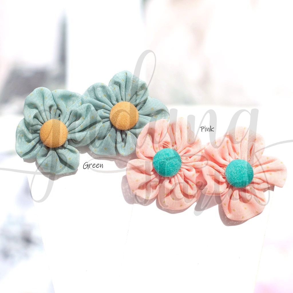 Anting Stud Wanita Bunga Kain Earrings Flower Fabric Unik GH 203806