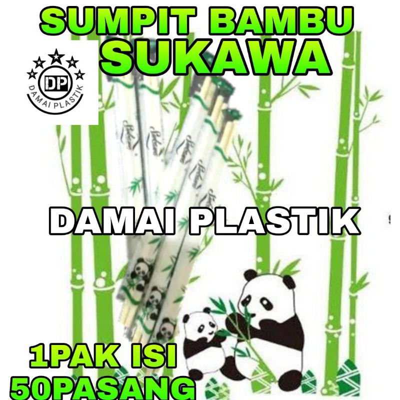 Sumpit Bambu + Tusuk Gigi SUKAWA Isi 50PASANG SUMPIT BAKMI sumpit bamboo