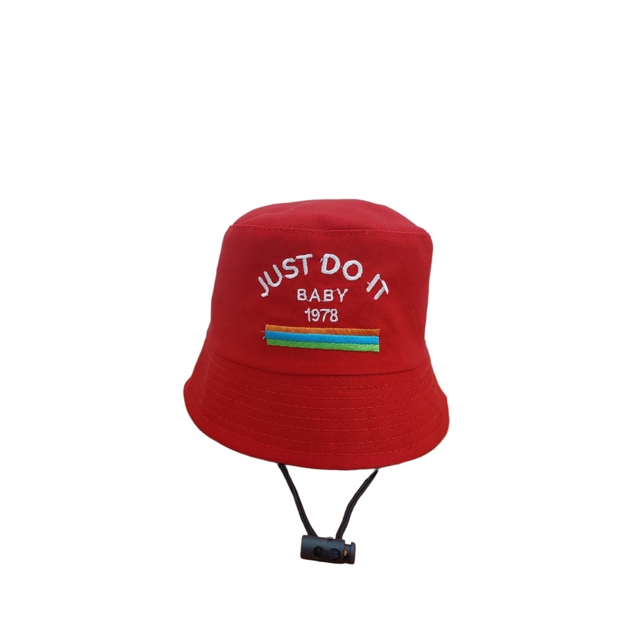 Bucket Hat Anak Tali Just Do It / Bucket Tali Anak Bordir Just Do It Usia 2-7 Tahun