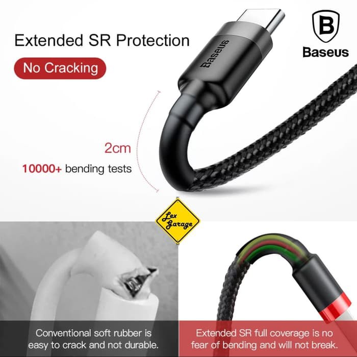 Kabel Data USB Type C Baseus Kevlar Cable 3A QC 3.0