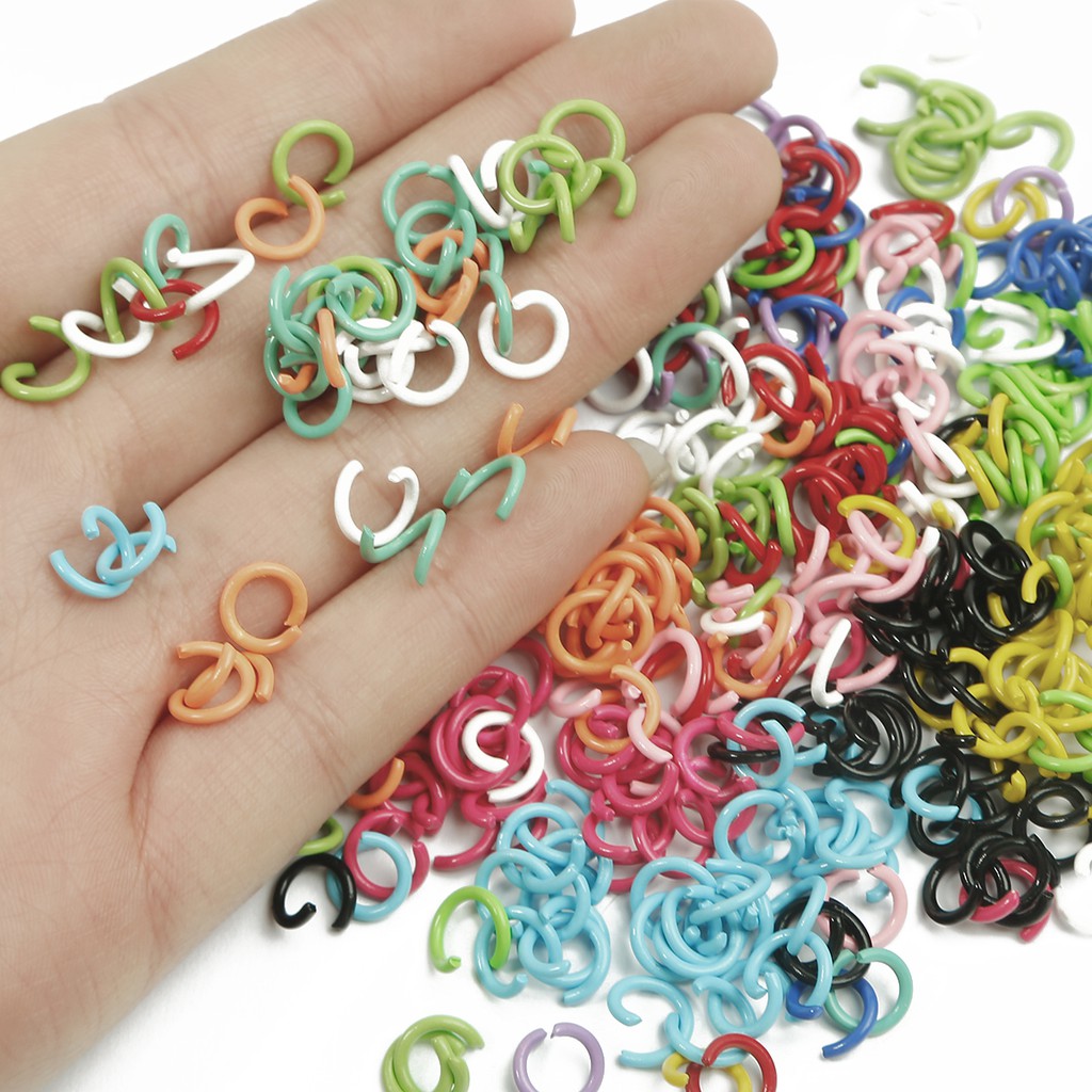 50 Pcs Dia 8 mm Opening Hair Ring Braid Bead Dreadlock Iron Painting Candy Color Clip Braid for Styling Braided Braids Decorative DIY