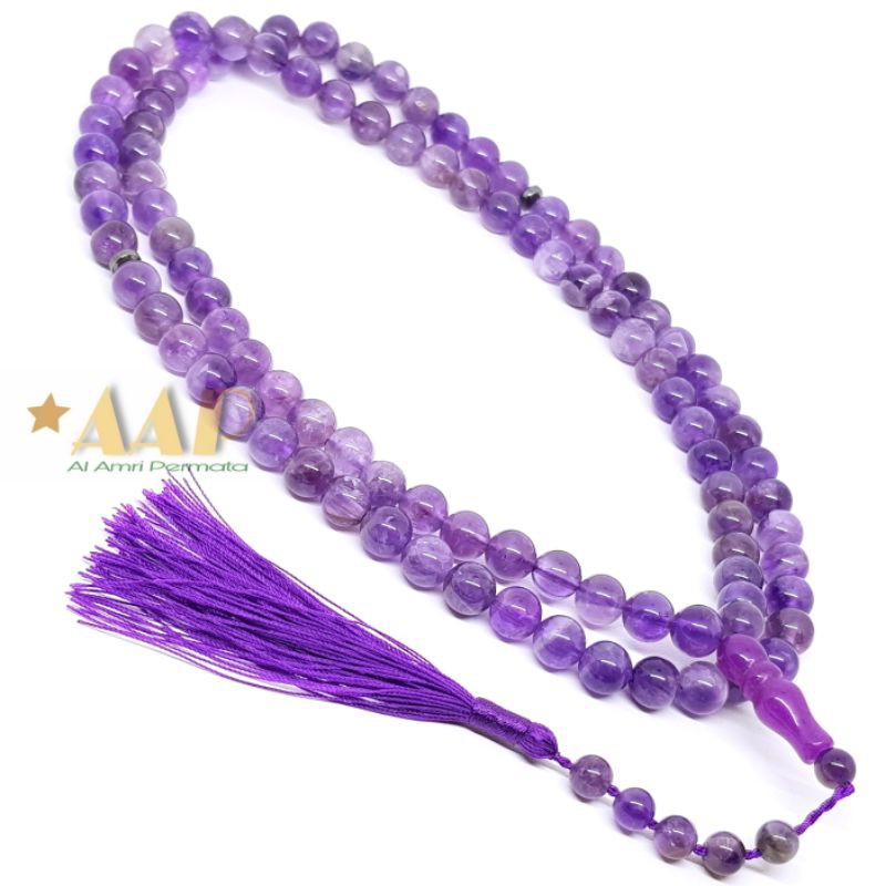Tasbih 99 butir Batu Kecubung Amethyst / Tasbih Batu Alam / Tasbih Batu Akik / Natural Amethyst Quar