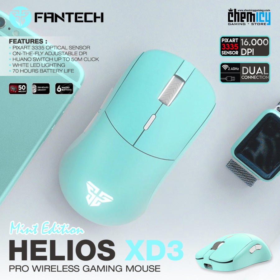 Fantech Helios XD3 Mint Wireless RGB Lightweight Gaming Mouse