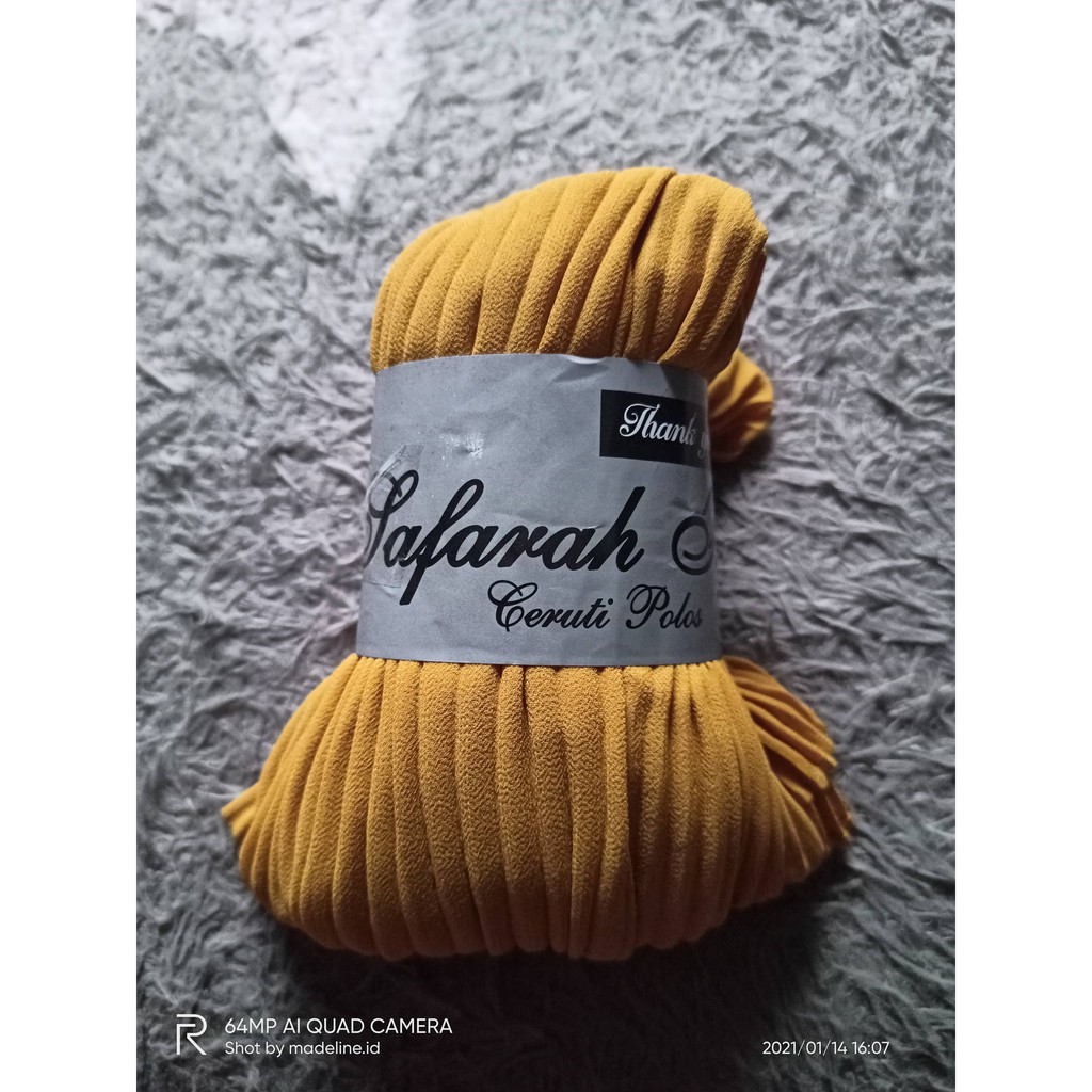 Pashmina plisket FULL ceruty armany (GROSIR) /Pashmina plisket ceruty bebydoll premium/hijab premium-kuning kunyit