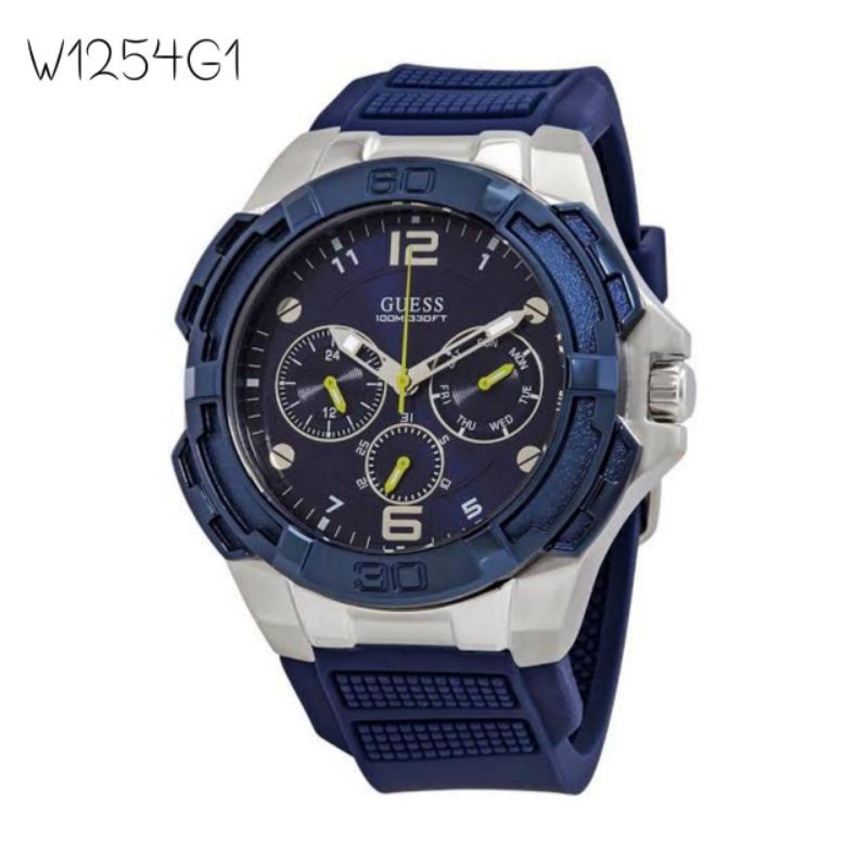 JAM TANGAN GUESS PRIA W1254G1 STRAP RUBBER ORIGINAL BM