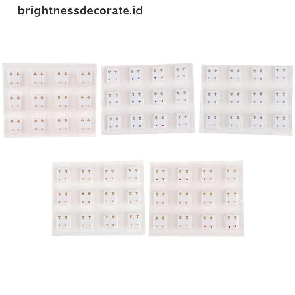 12 Pasang Anting Stud Medis Bahan Baja