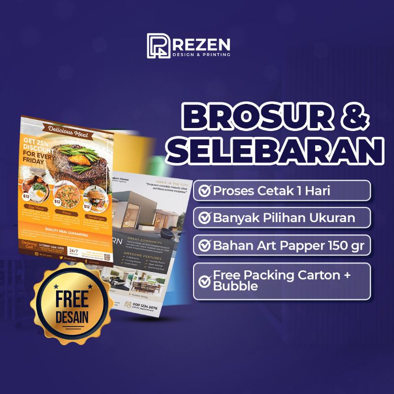 

(GRATIS DESAIN) Cetak Selebaran, Brosur, Flyer, Pamflet A4 1/3 A4 A5 A6 A7