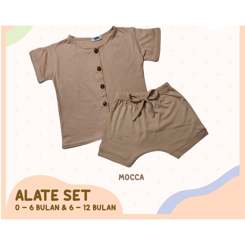 Alate Setelan Baju Bayi Lengan Pendek Unisex 0 6 Bulan Set Baju Dan Celana Baby Newborn