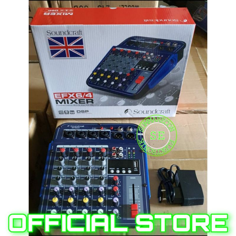 mixer audio 6 channel soundcraft efx6/4 usb bluetooth mp3