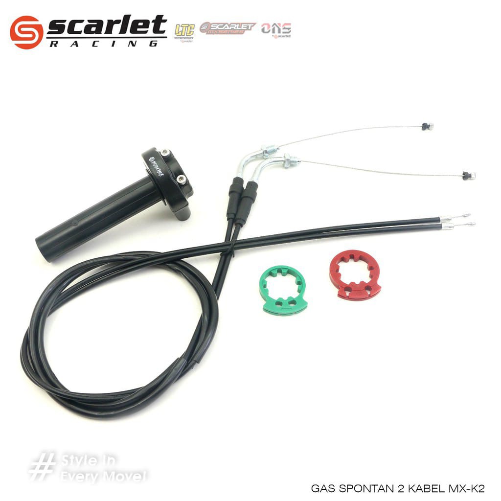 Gas Spontan 2 Kabel MX - K2 atau K4 Black GSP Scarlet Racing Universal KLX CRF WR