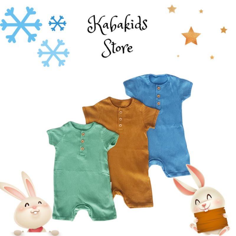 I Am Cotton Romper Rib Pendek 3-12M