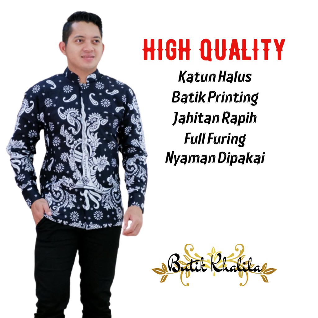 KOKO BATIK PRIA BKK005 Atasan batik pria bahan katun halus primisima baju koko furing