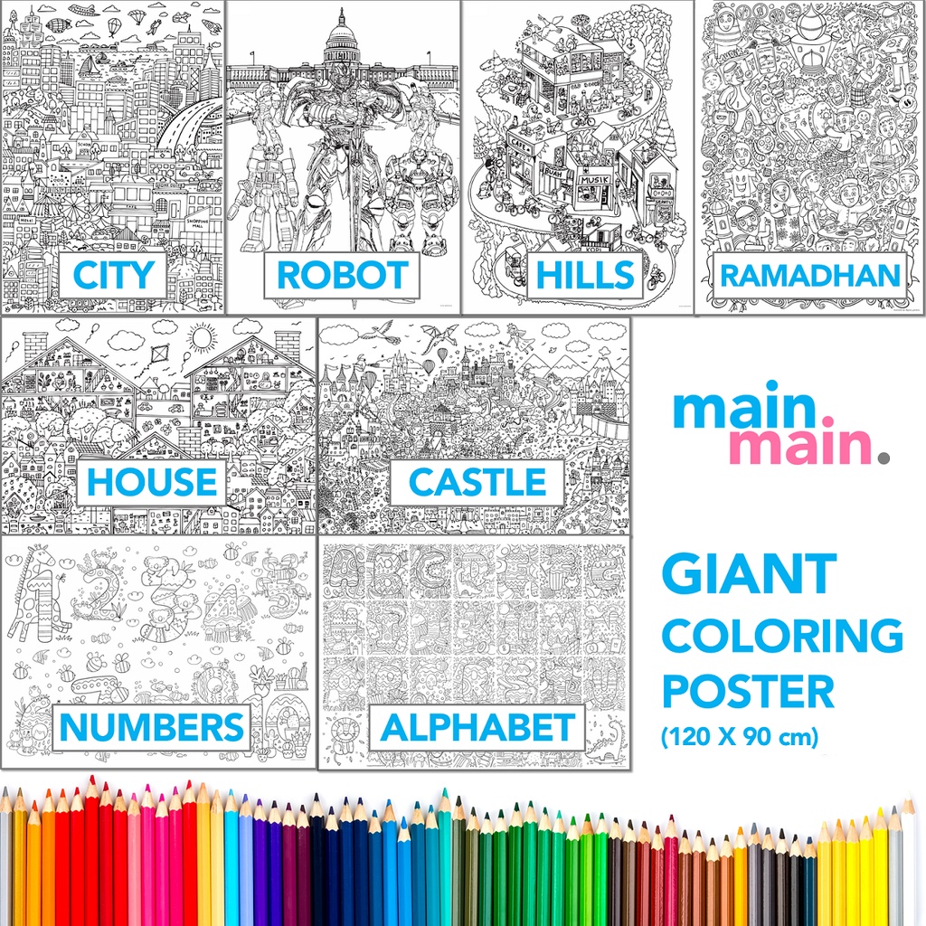 

[Numbers] Kids Giant Colng Poster - Kertas Mewarnai Super Besar (120X90Cm)