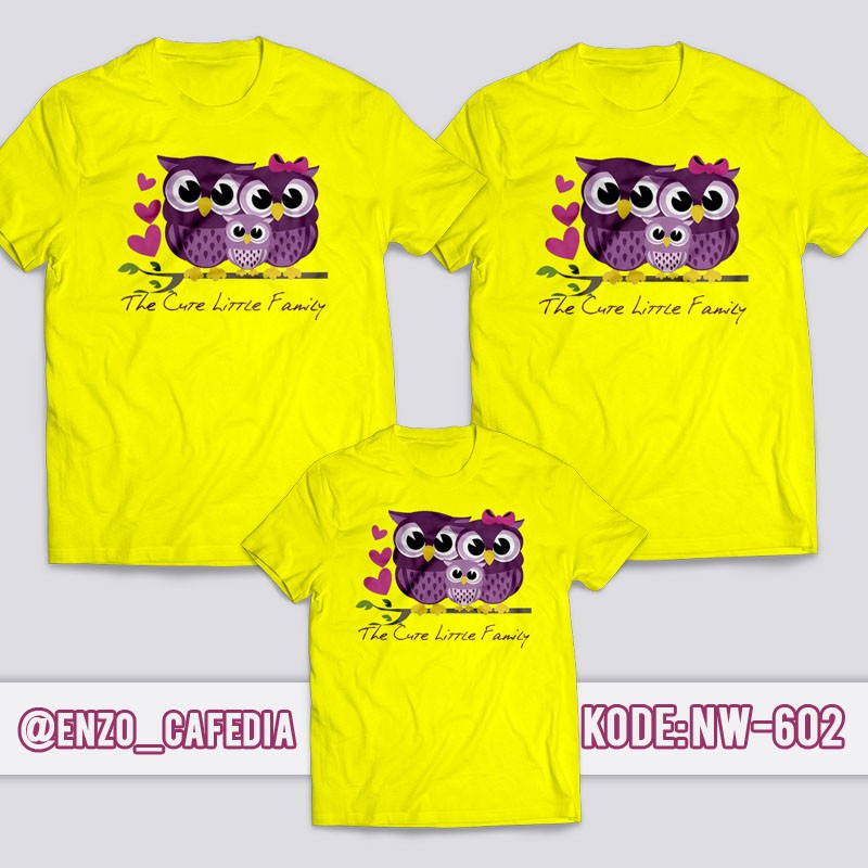 Jual Baju Couple Keluarga | Kaos Ulang Tahun Anak | Desain Kaos Owl NW 602 | Gratis Custom Tulisan