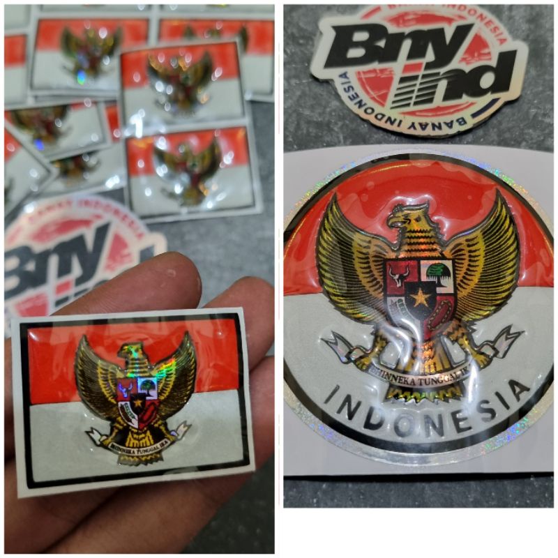 STICKER STIKER EMBLEM BENDERA GARUDA INDONESIA KECIL TIMBUL 3D