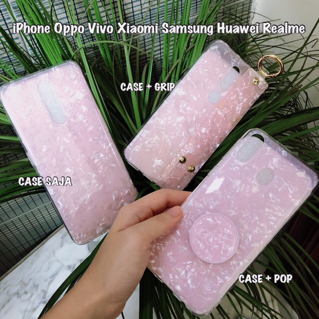 Marble Case White/Pink iPhone Oppo Vivo Xiaomi Samsung Huawei Realme X F11 pro V15 Y81 A30 A20 A50