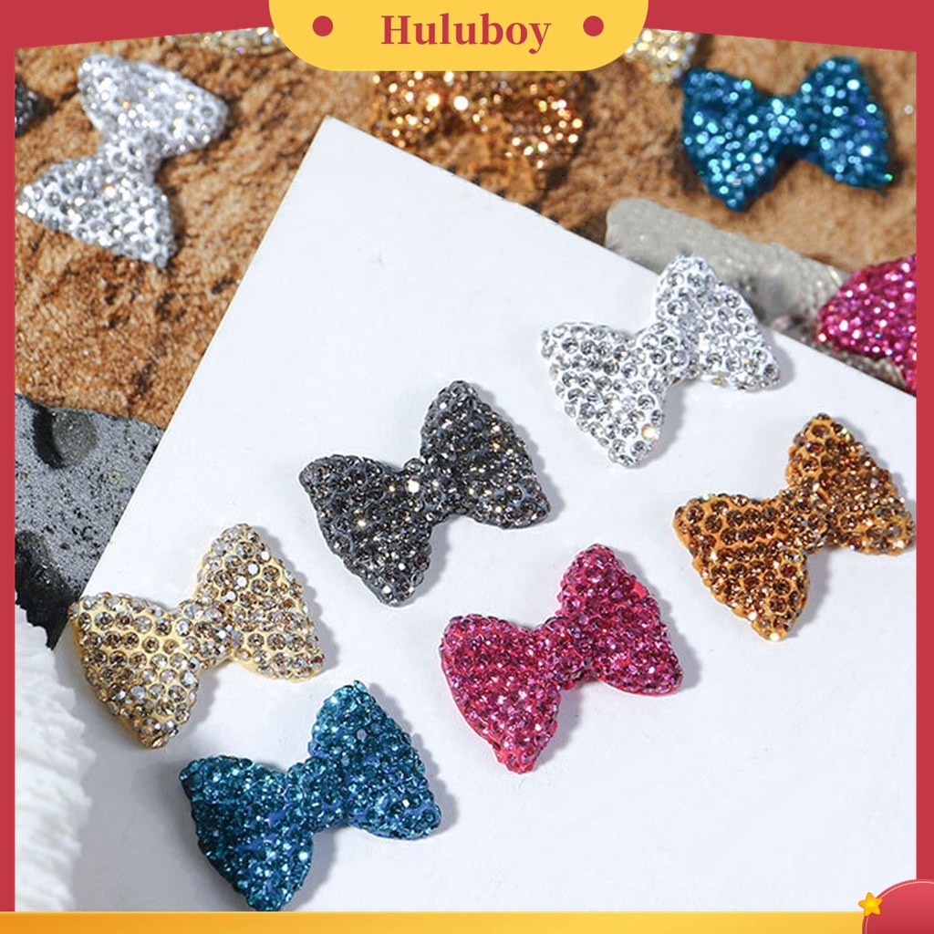 Huluboy Huluboy♡ Ornamen Pita 3D Glitter Berlian Imitasi Warna-Warni Untuk Dekorasi Manicure Wanita