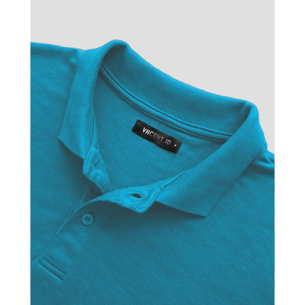 VncentID Kaos Polo Shirt Pria warna BIRU TURKIS