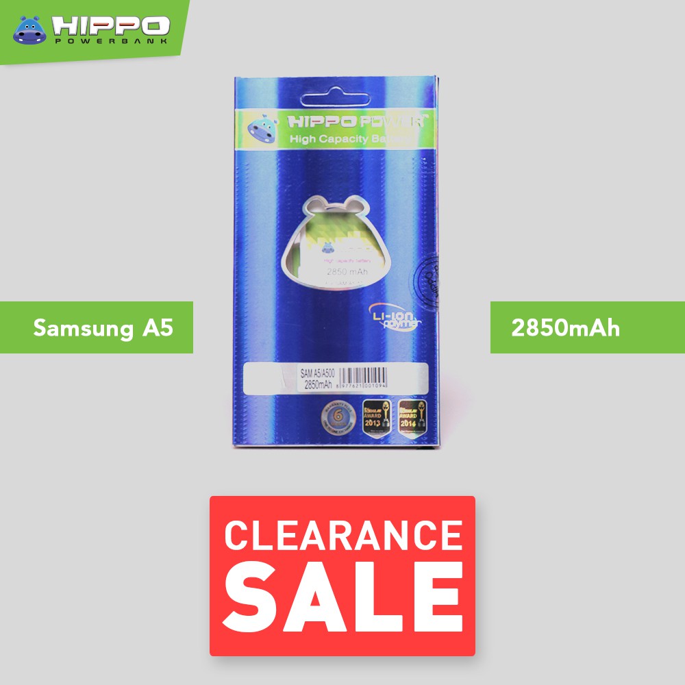 Baterai Hippo Samsung A5 A500 A7 A700 2850 mAh Garansi Resmi