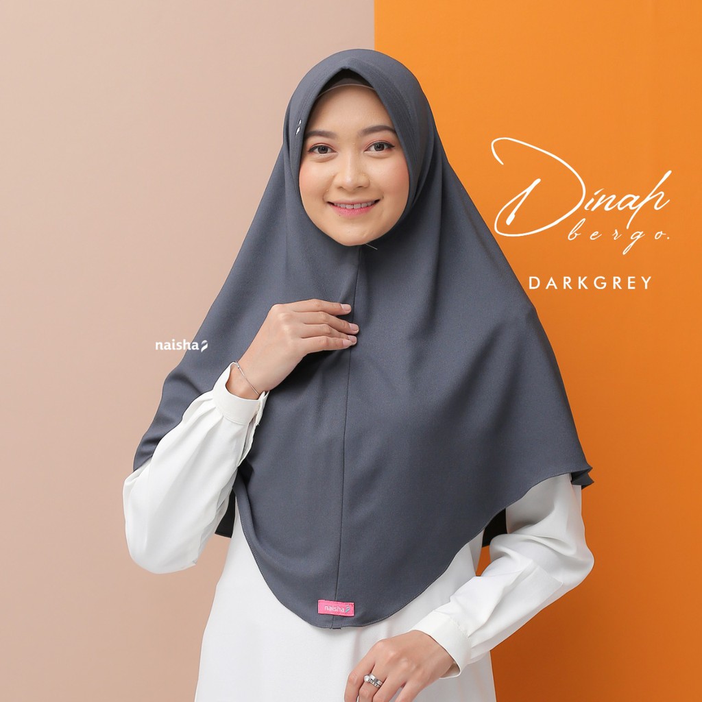 Naisha Official Dinah Bergo Pad Jilbab Instan Muslimah Syari-Dark Grey